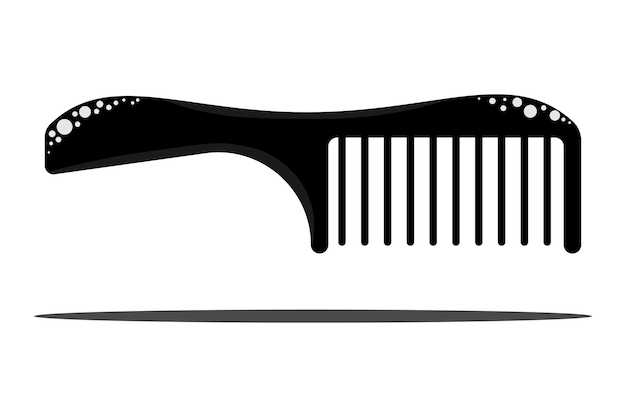 Black hair comb icon vector illustration design on white. Beauty tool for hair care combing in salon