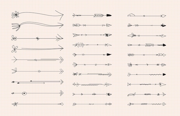 Black Hand drawn arrow illustration collection