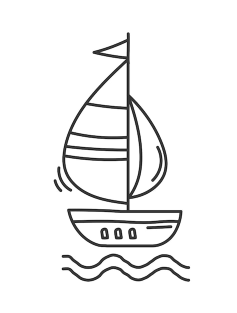 Black hand drawn boat