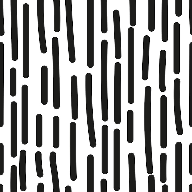 Black hand drawn vertical stripes irregular lines doodle seamless pattern