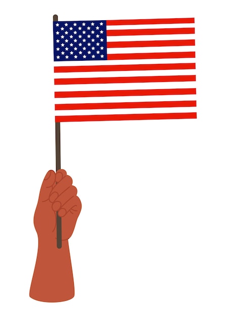 Black hand holding American flag