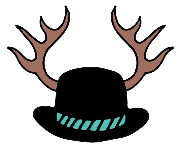 Black hat with deer horns Funny hipster accessory