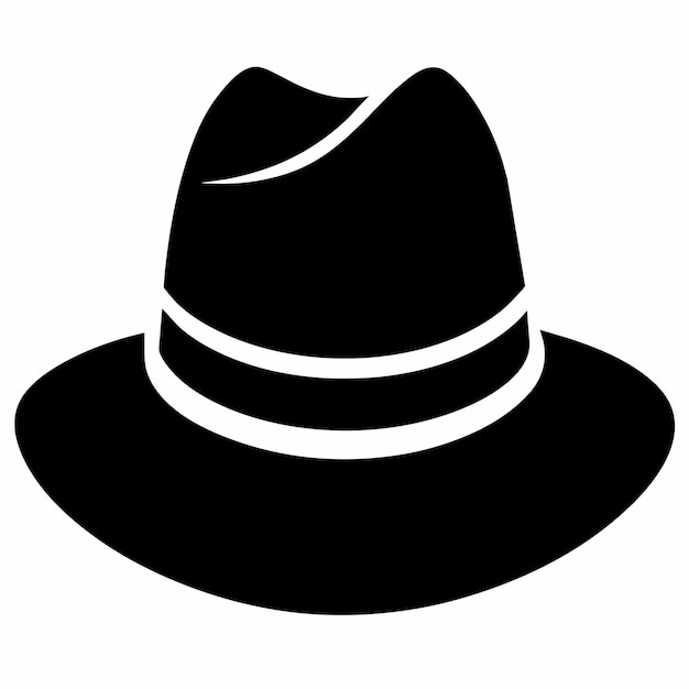 a black hat with a white band and a black hat