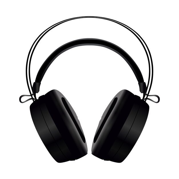 Vector black headphones vector on a white background