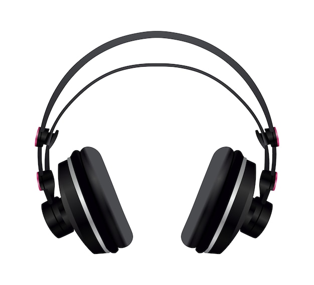 Vector black headphones with double band vector on white