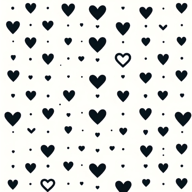 Black Hearts Seamless Pattern