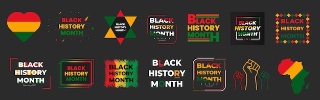 black history month 2022 background vector set  with text design