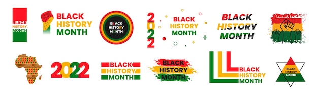 black history month 2022 background vector set  with text design