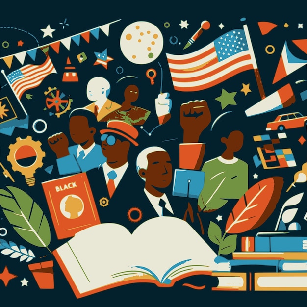 Black History Month background flat illustration with copy space