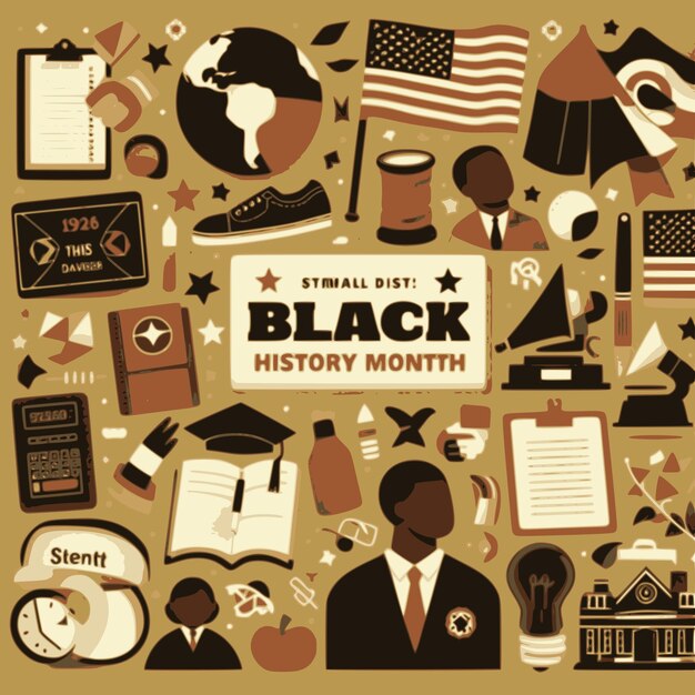 Black History Month background flat illustration with copy space