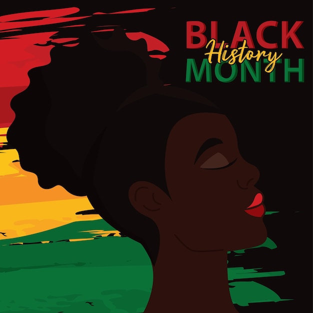 Black history month colored poster Avatar of afro american girl Vector