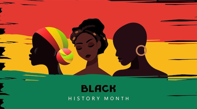 Black History Month Design Poster with Afro Girl Character Vector Illustration