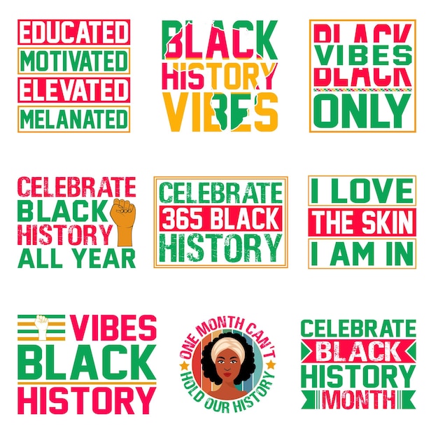 Vector black history month tshirt design bundle