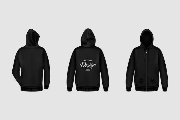 Vector black hoddie mockup designing