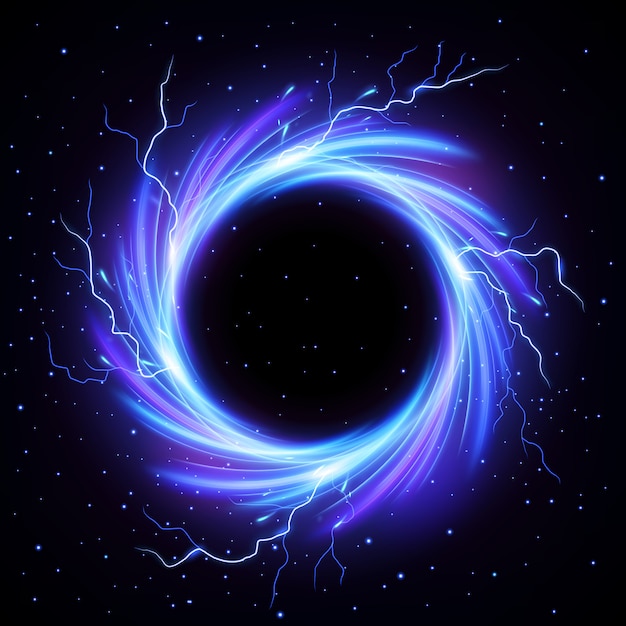 Black Hole Vortex with Lightning Flash Outside Vector