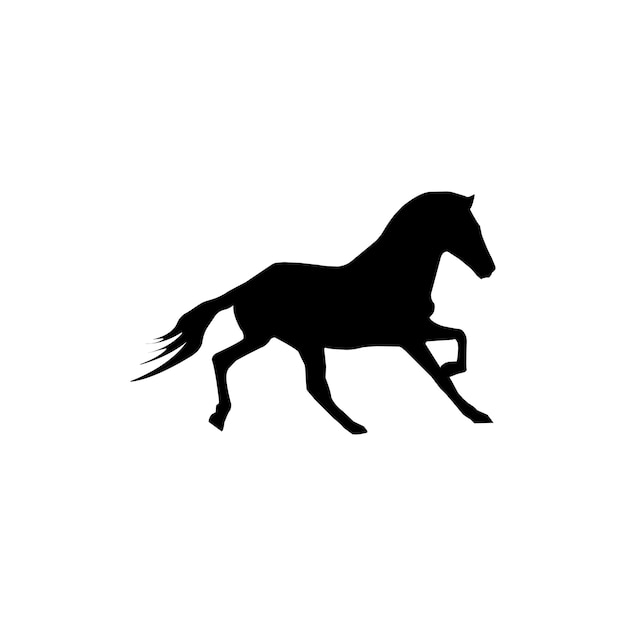 a black horse with a black silhouette on its back