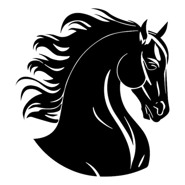 A black horse with a mane on it