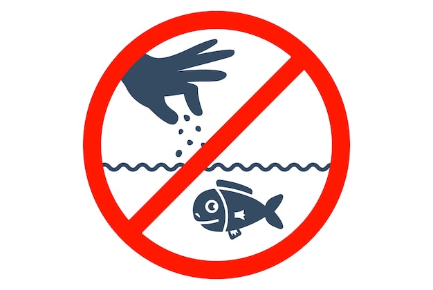 Black icon forbidden to feed the fish