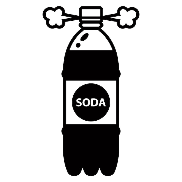 Black icon open a large bottle of soda gas release