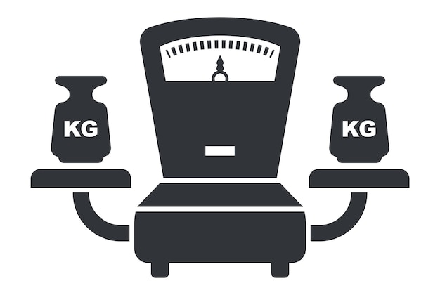 Black icon of scales with a weight on the market flat vector illustration