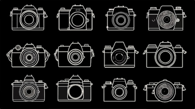 Vector black icons camera vector style design