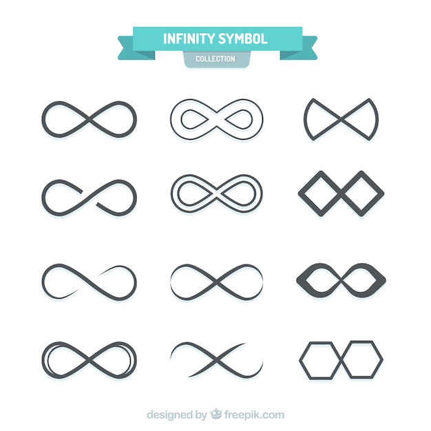 Black infinity symbol collection with flat design