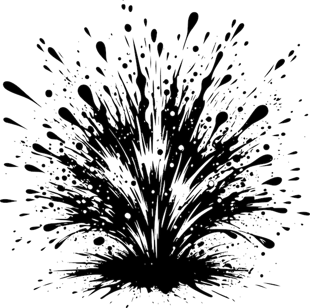 Vector black ink splash abstract graphic black and white image