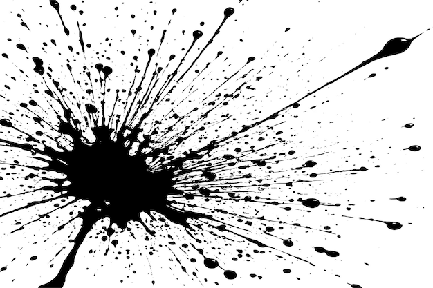 Vector black ink splashes stains on white canvas