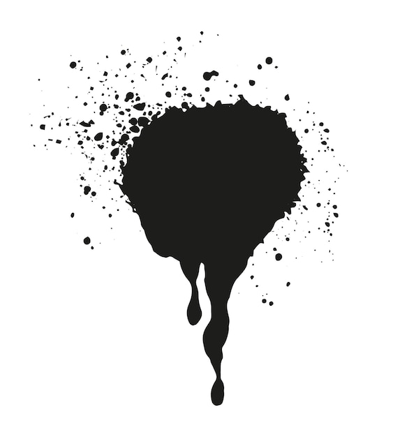 Vector black ink splatter vector illustration in flat style isolated on white background modern abstract art blot design