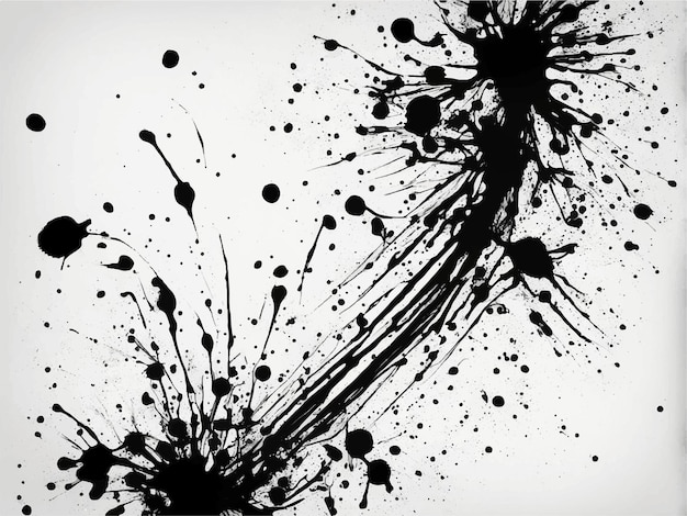 Vector black ink splatter on white background abstract black ink splash background grunge ink blots