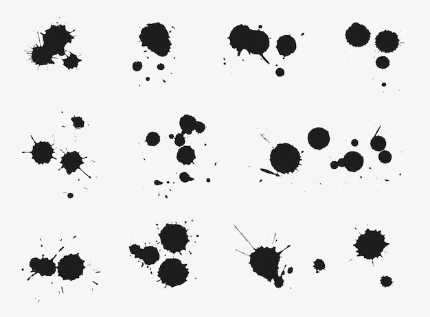 Black ink splatters set