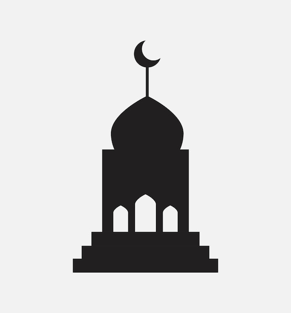 Black Islamic mosque illustration vector in thin line doodle vector illustration