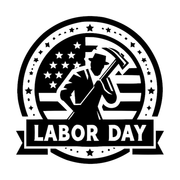 Vector a black labor day logo on a simple white background