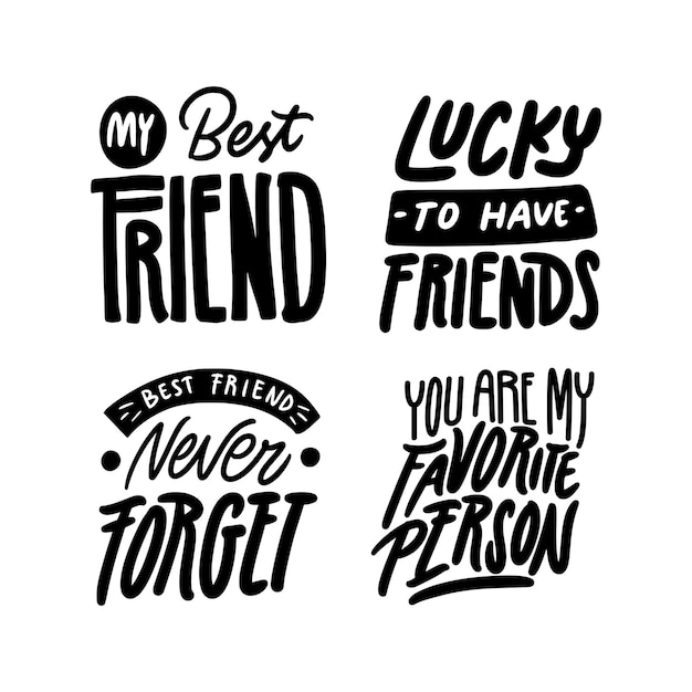 black lettering best friends sticker set