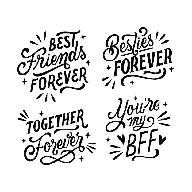 Black lettering best friends sticker set