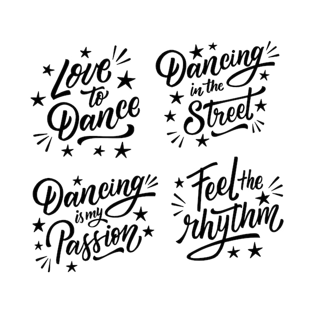 Black lettering dance stickers