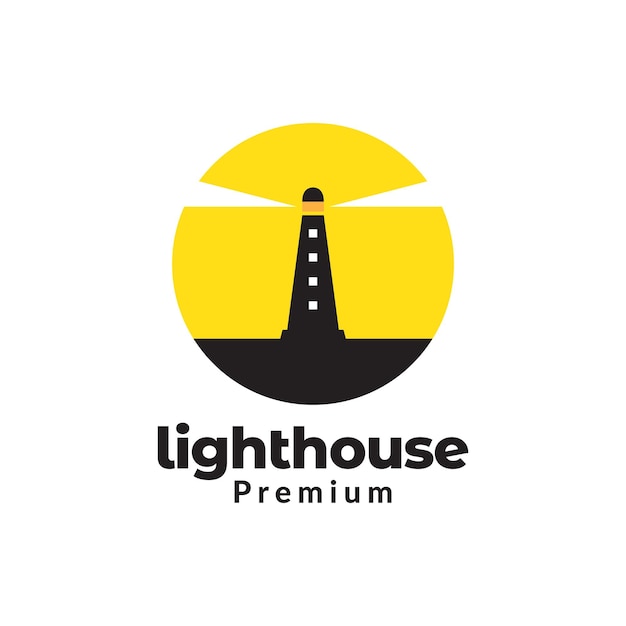 Black lighthouse with sunset colorful logo design vector graphic symbol icon illustration creative