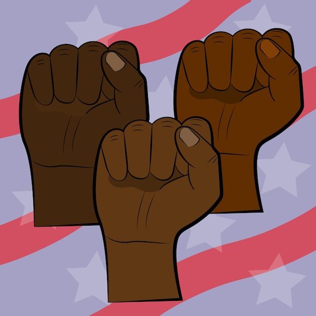 Black lives matter concept illustration. African American hands fists