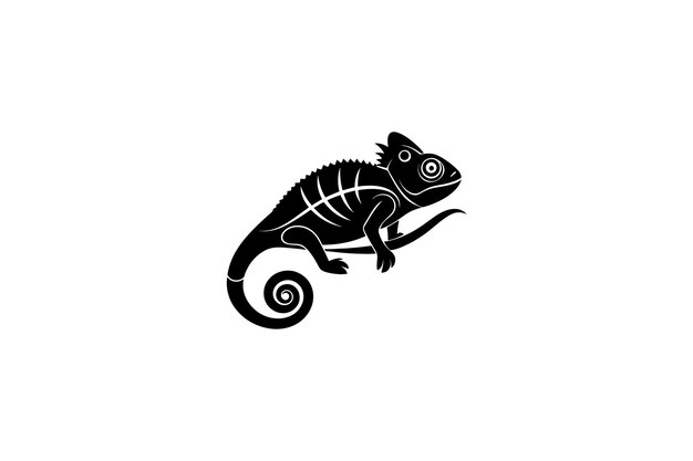 Vector black lizard with eyes and a spiral on the side