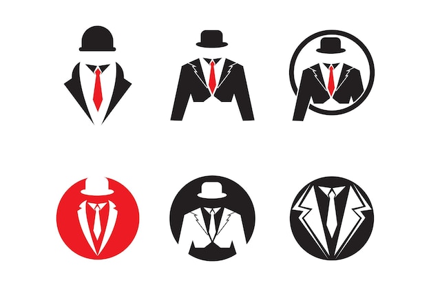 Black mafia men tuxedo symbol vector logo