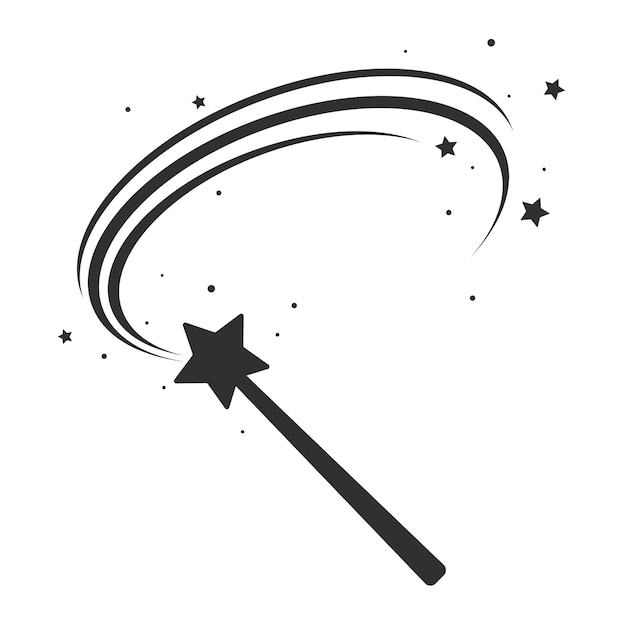 Black magic wand icon magic wand logo fairy tale sign wizard and focus symbol