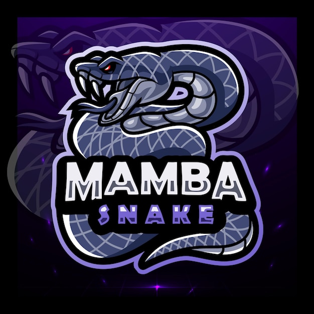 The black mamba snake mascot esport logo design