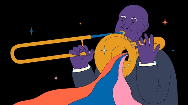 Black man is playing on a trumpet Jazz musician