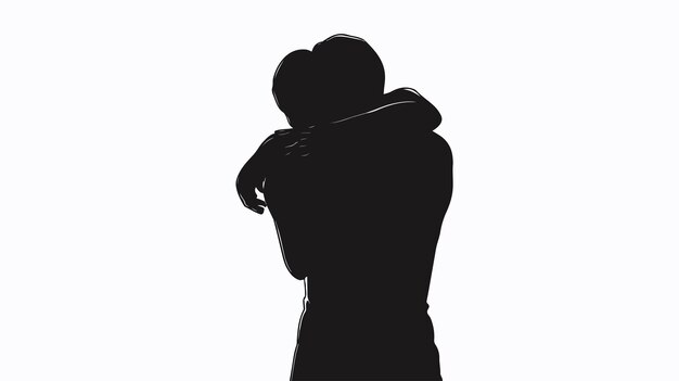 Black Man Silhouette Embracing with Hands Relationship Connection Concept