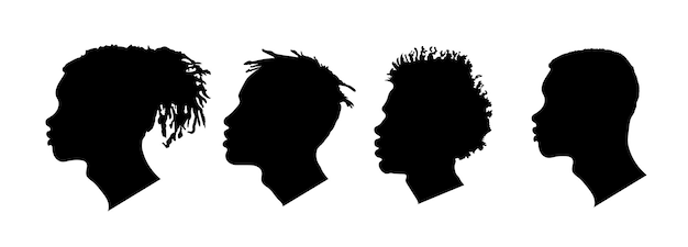 Black man silhouette with short curly hair