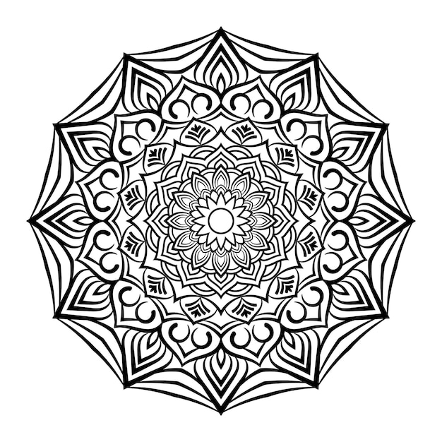 Black Mandala Illustration on doodle style. Vector hand drawn doodle mandala hearts. Decorative art.