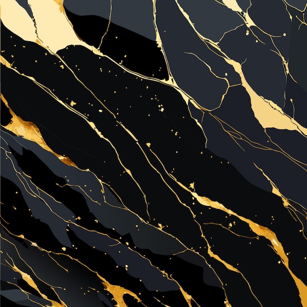 Vector black marble and gold glitter marble stone design background texture vector illustration