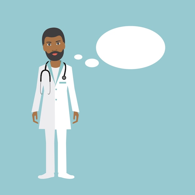 Vector black medicine doctor speaking flat illustration