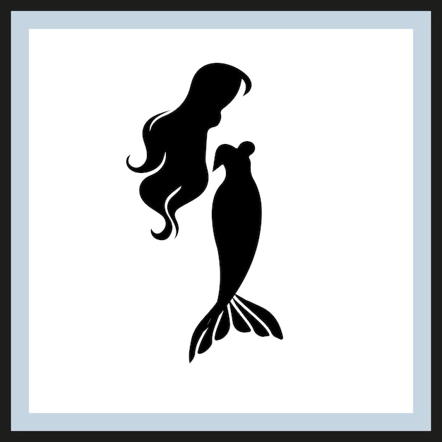 Black Mermaid Silhouette Vector