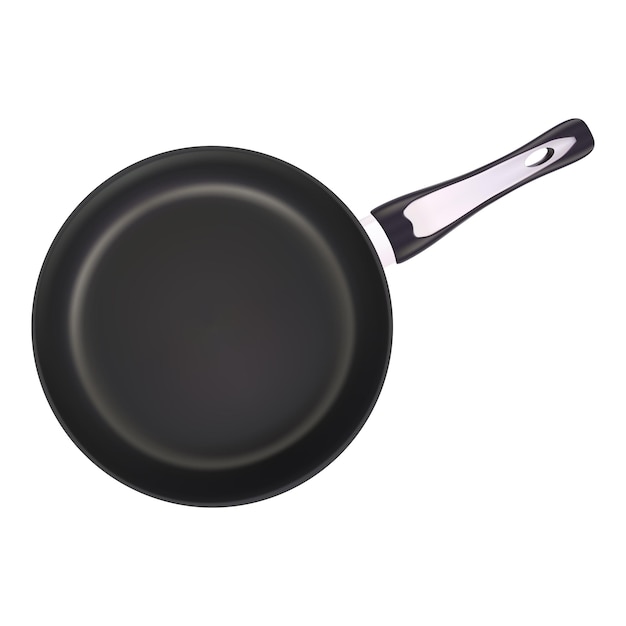 Black Metal Frying Pan Isolated On A White Background Vector Illustration